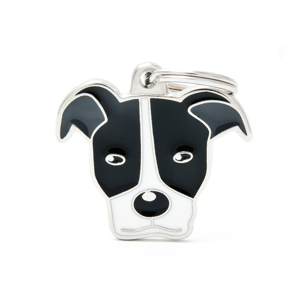 My Family ID Friends Black and White Pitbull ID Tag
