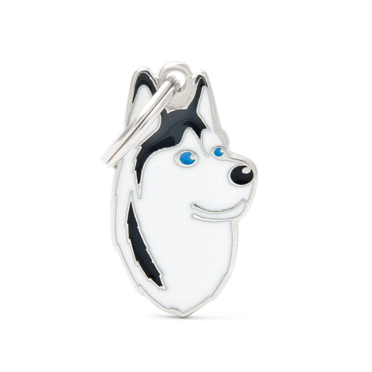 My Family ID Friends Black and White Siberian Husky ID Tag