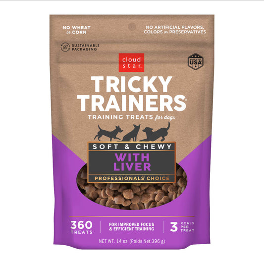 Cloud Star Tricky Trainers Soft & Chewy Dog Treats, Liver, 14 oz. Pouch