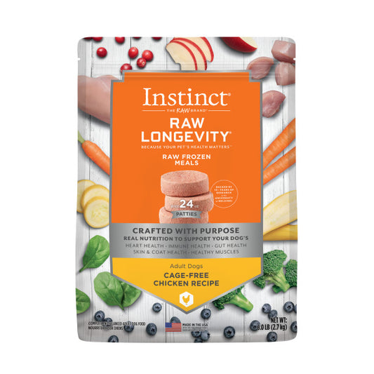 Instinct® Raw Longevity™ Raw Frozen Meals Cage-Free Chicken Recipe for Dogs 6lb Bag