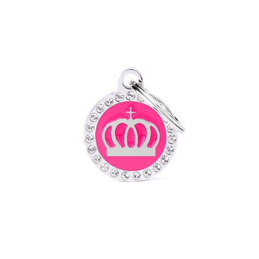 My Family ID Glam Fuchsia Crown ID Tag with Rhinestones