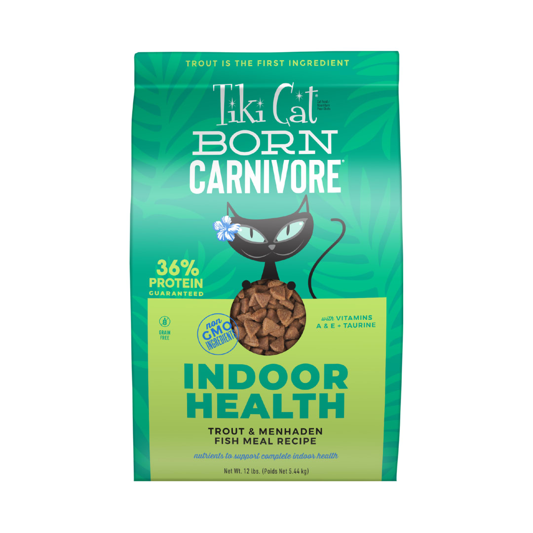 Tiki Cat Born Carnivore Indoor Health Dry Cat Food Trout & Menhaden Fish Meal 12lb