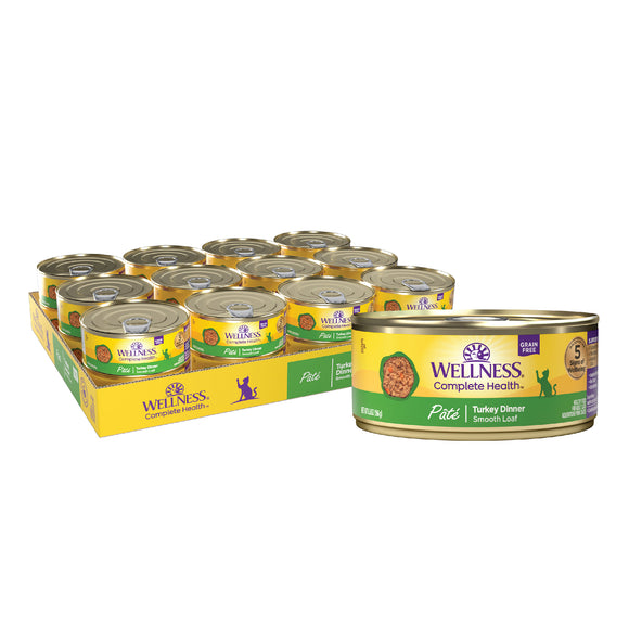 Wellness Complete Health Grain Free Canned Cat Food Turkey Dinner Pate 5.5ozs