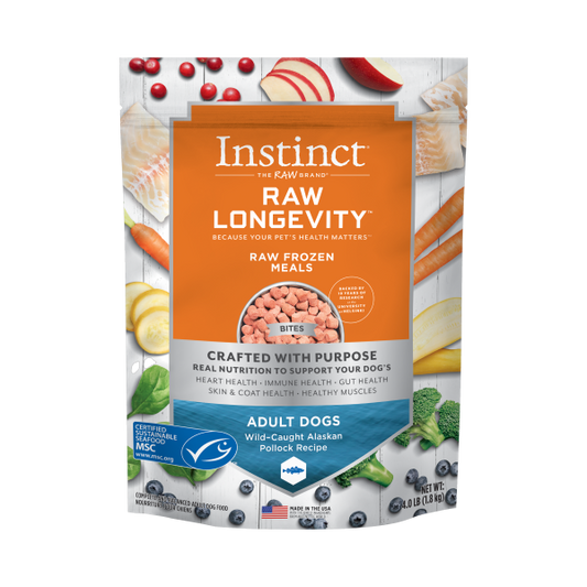 Instinct® Raw Longevity™ Raw Frozen Meals Wild-Caught Alaskan Pollock Recipe for Dogs 4lb Bag