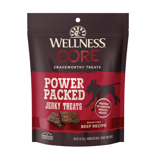 Wellness CORE Power Packed Jerky Dog Treats Grain Free Beef 4oz Bag