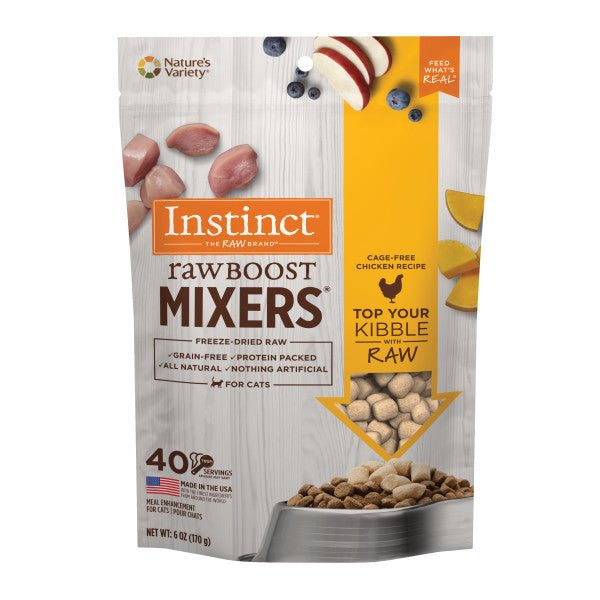 Instinct Freeze-Dried Raw Boost Mixers Grain-Free Chicken Recipe Freeze-Dried Cat Food Topper 6oz Bag