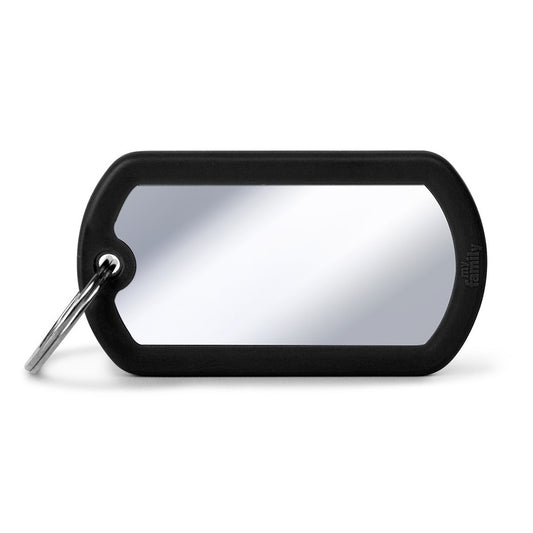 My Family ID Hushtag Big Chrome-Plated Brass Military ID Tag with Black Rubber