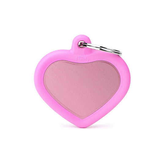 My Family ID Hushtag Pink Aluminum Heart ID Tag with Rubber