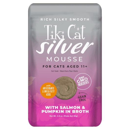 Tiki Cat Silver Mousse Wet Cat Food for Senior Cats Salmon & Pumpkin 2.8oz Pouch