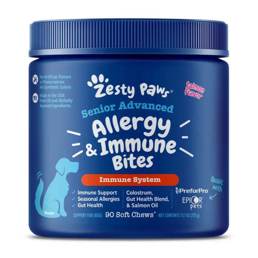 Zesty Paws Senior Allergy Immune Bites for Dogs Salmon 90 ct