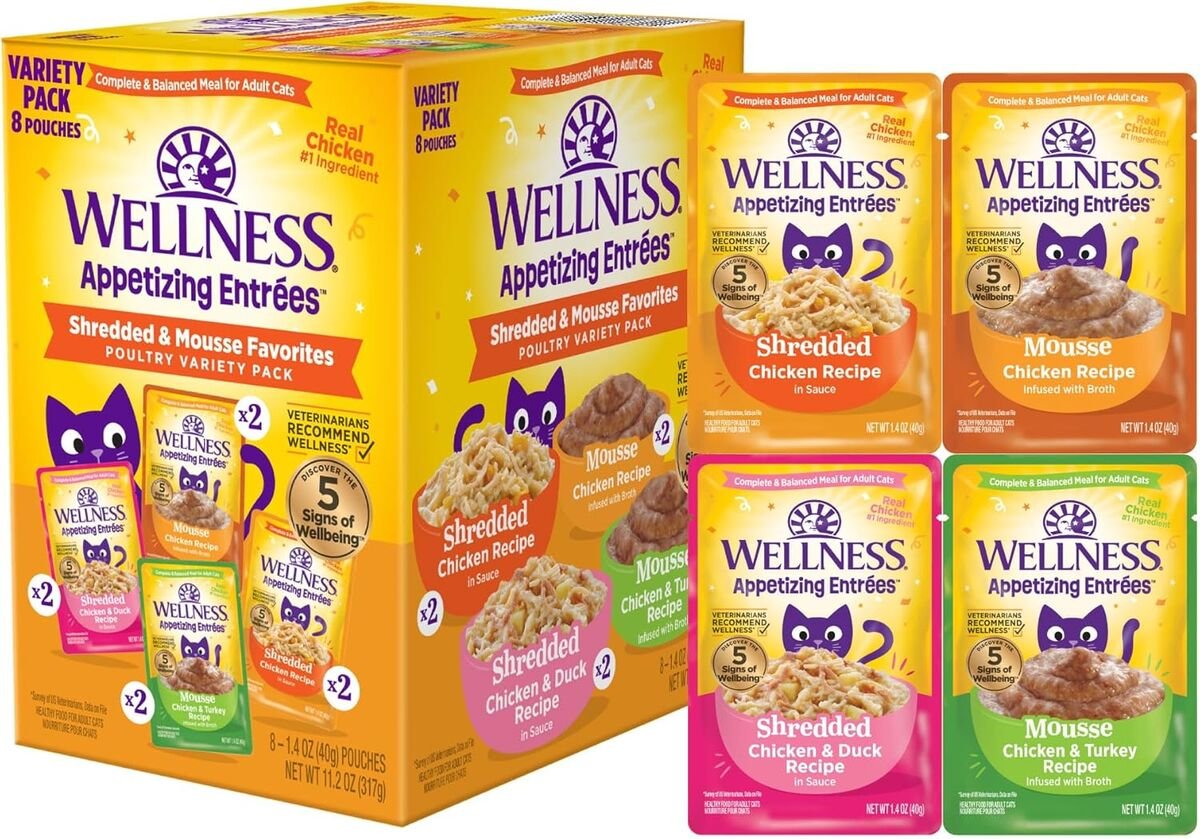 Appetizing Entrees Shredded & Mousse Favorites Poultry Variety Pack Wet Cat Food - 1.4 oz 8-Pack