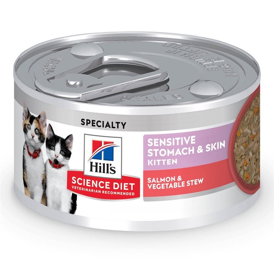 Hill's Science Diet Kitten Sensitive Stomach & Skin Salmon & Vegetable Stew Canned Cat Food - 2.8 oz