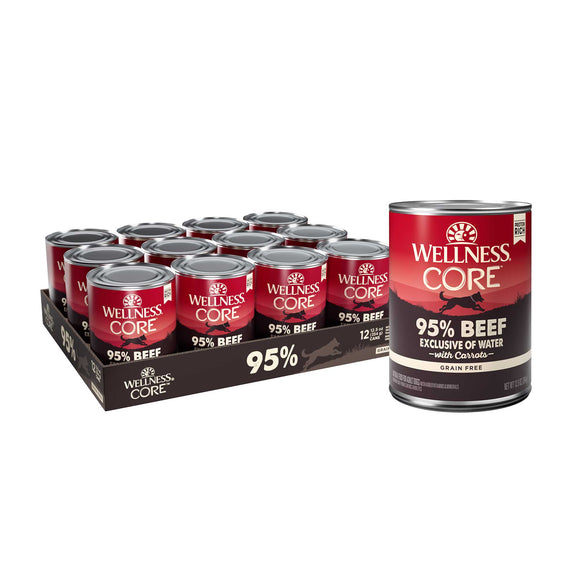 Wellness CORE 95% Natural Wet Grain Free Canned Dog Food Beef & Carrots12.5oz Can