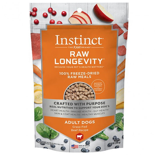 Instinct® Raw Longevity™ 100% Freeze-Dried Raw Meals Grass-Fed Beef Recipe for Dogs 5oz Bag