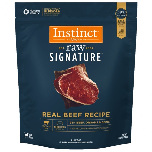 Instinct Frozen Raw Dog Food Signature Real Beef Recipe Medallions 3lb