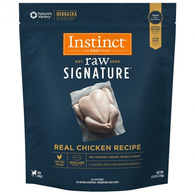 Instinct Frozen Raw Dog Food Signature Real Chicken Recipe Medallions 3lb