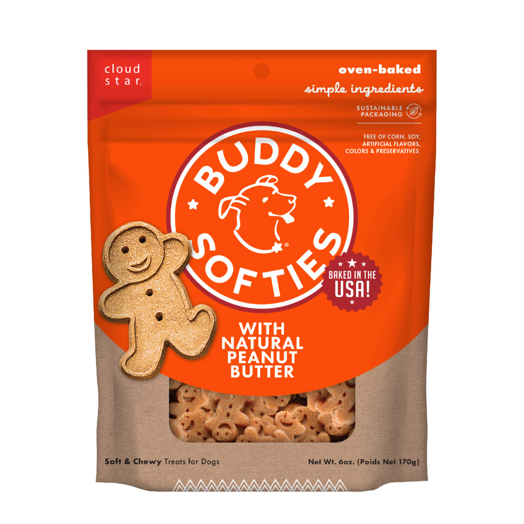 Cloud Star Buddy Biscuits Softies Soft & Chewy Dog Treats, Peanut Butter, 6 oz. Pouch