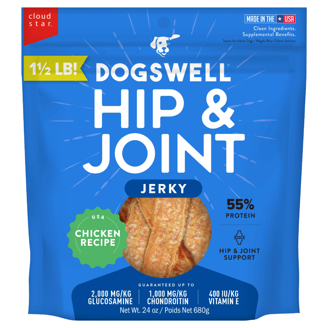 Dogswell Hip & Joint Jerky Dog Treats, Chicken Breast, 24 oz. Pouch