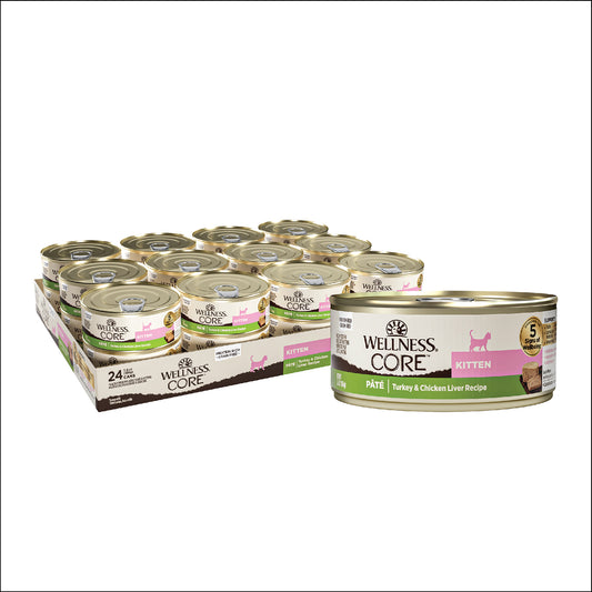 Wellness CORE Natural Grain Free Wet Kitten Food Turkey and Chicken Liver Recipe 5.5oz Can