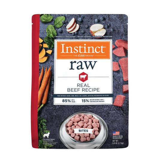 Instinct Frozen Raw Bites Grain-Free Real Beef Recipe Dog Food 6lb Bag