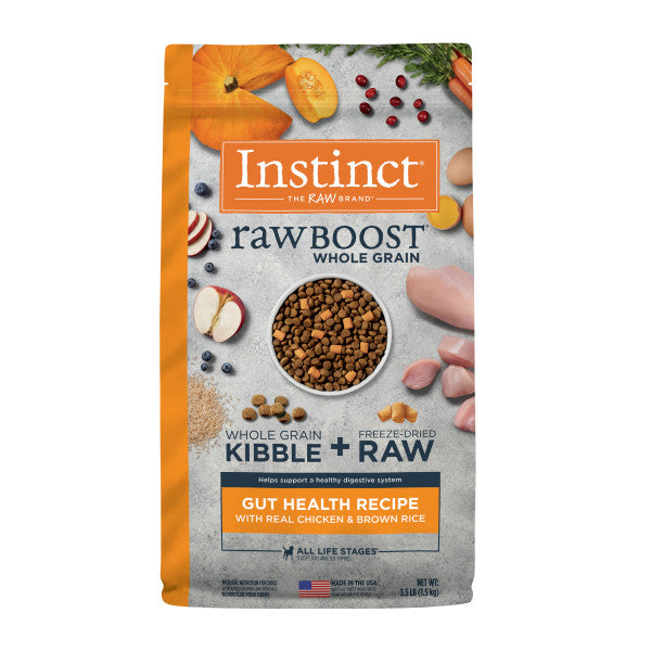Instinct Raw Boost Whole Grain Gut Health Recipe with Real Chicken Dry Dog Food 3.5lb Bag