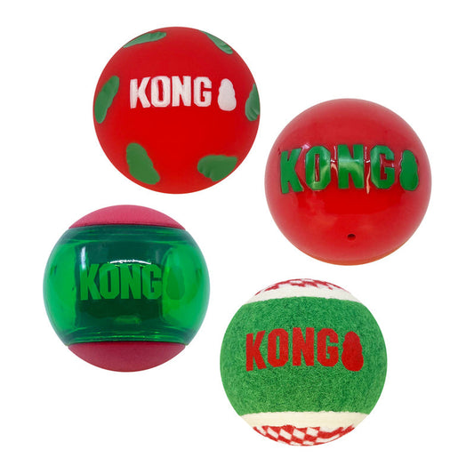 KONG Holiday Occasions Tennis Balls for Dogs Medium 4pk
