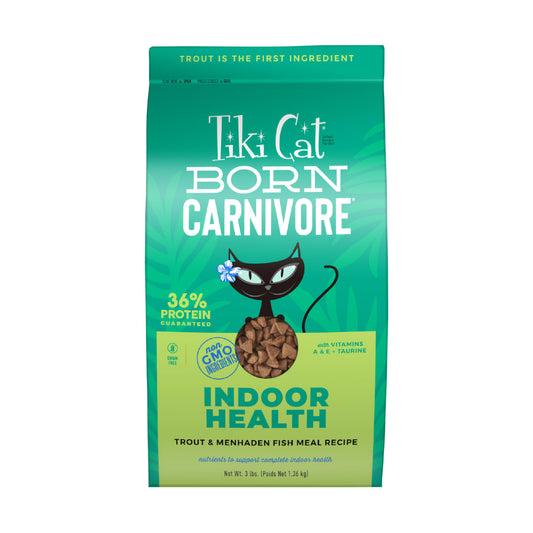 Tiki Cat Born Carnivore Indoor Health NON-GMO Trout and Menhaden Fish Meal Recipe 3lb
