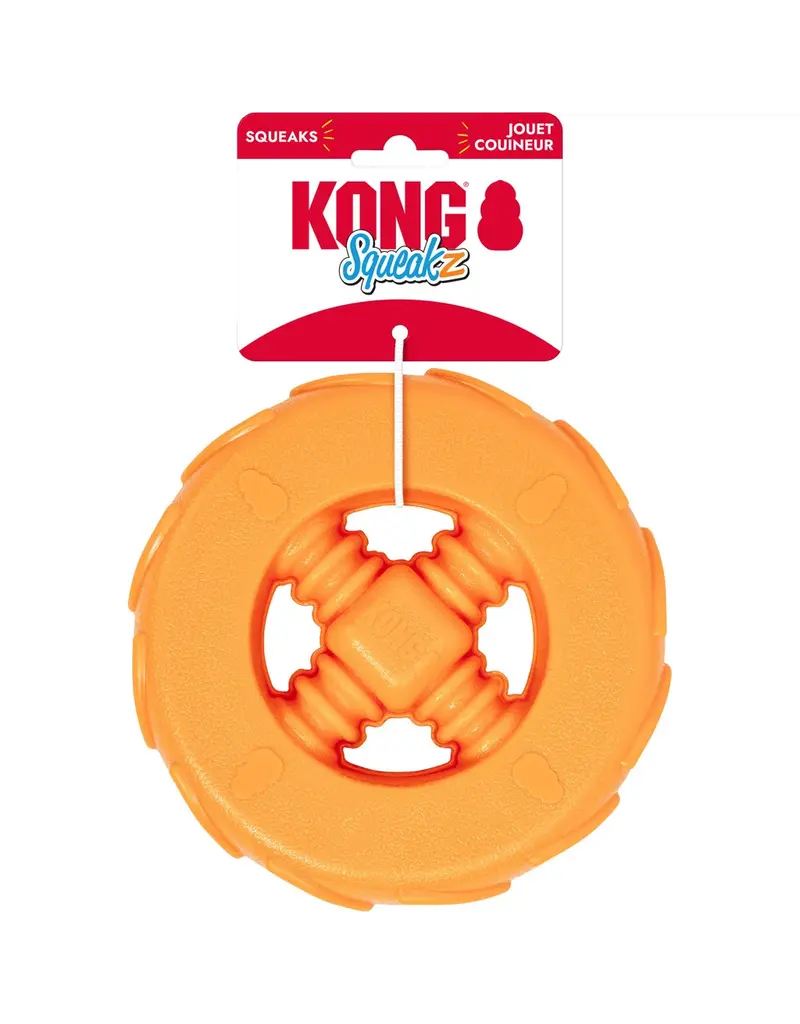 Kong Squeakz Wheel Dog Toy Orange Large