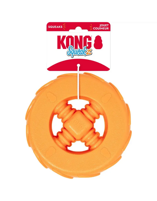 Kong Squeakz Wheel Dog Toy Orange Large