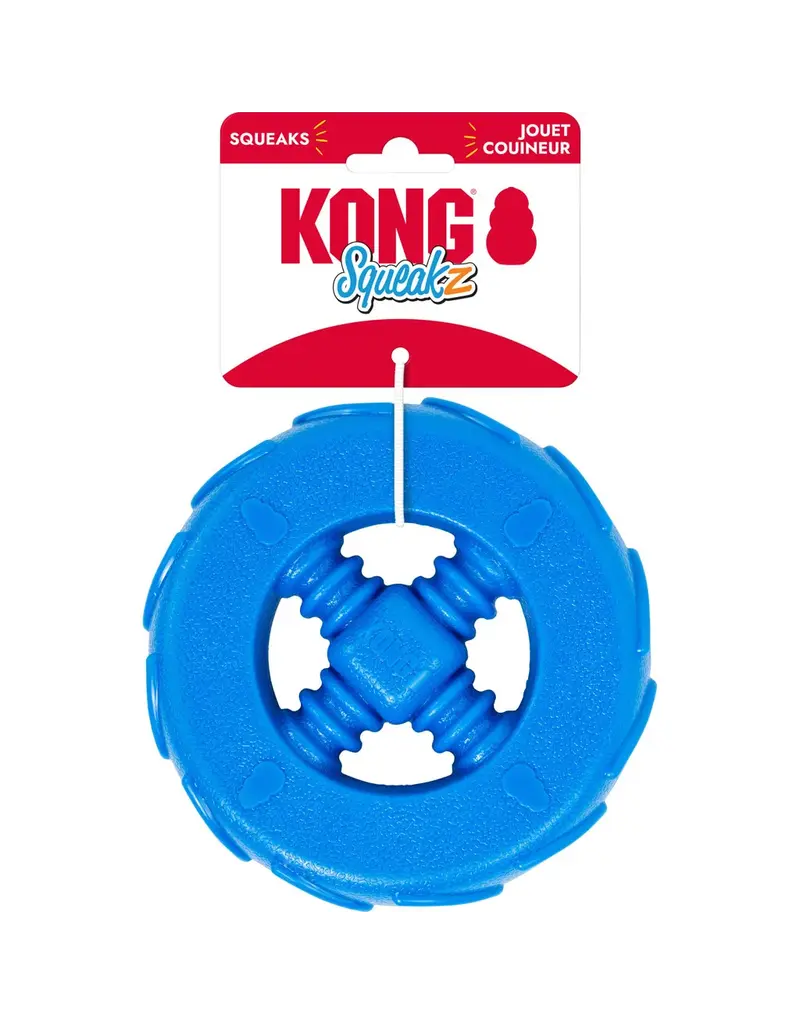 Kong Squeakz Wheel Dog Toy Blue Medium