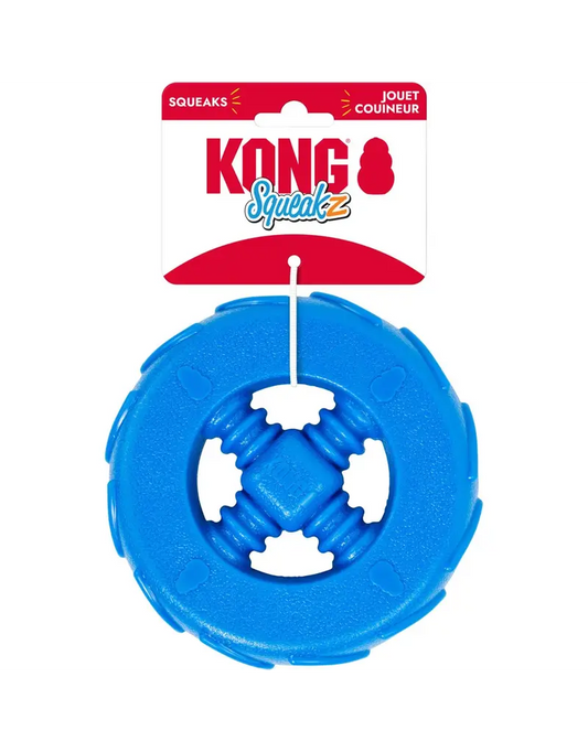 Kong Squeakz Wheel Dog Toy Blue Medium