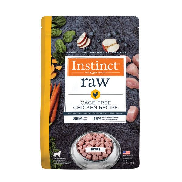 Instinct Frozen Raw Bites Grain-Free Cage-Free Chicken Recipe Dog Food 3lb Bag
