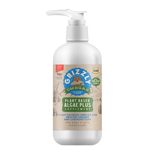 Grizzly Algal Plus Omega 3-6-9 Food Supplement for Dogs and Cats, 8 Ounce Bottle