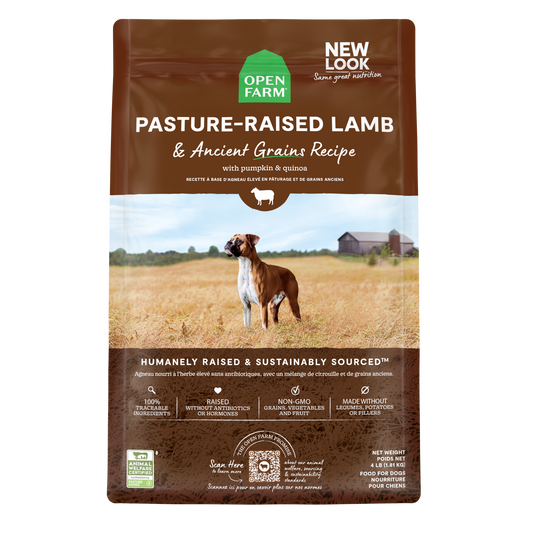 Open Farm Pasture Raised Lamb &  Ancient Grains Recipe Kibble For Dogs 4lb Bag