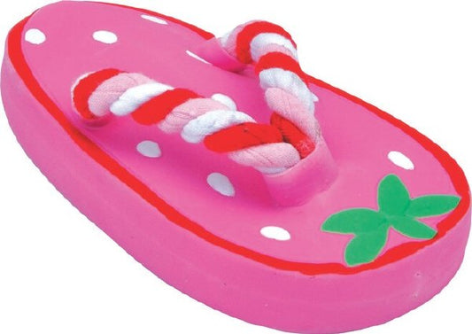 Coastal Li'l Pals Latex & Rope Dog Toy Strawberry Flip Flop