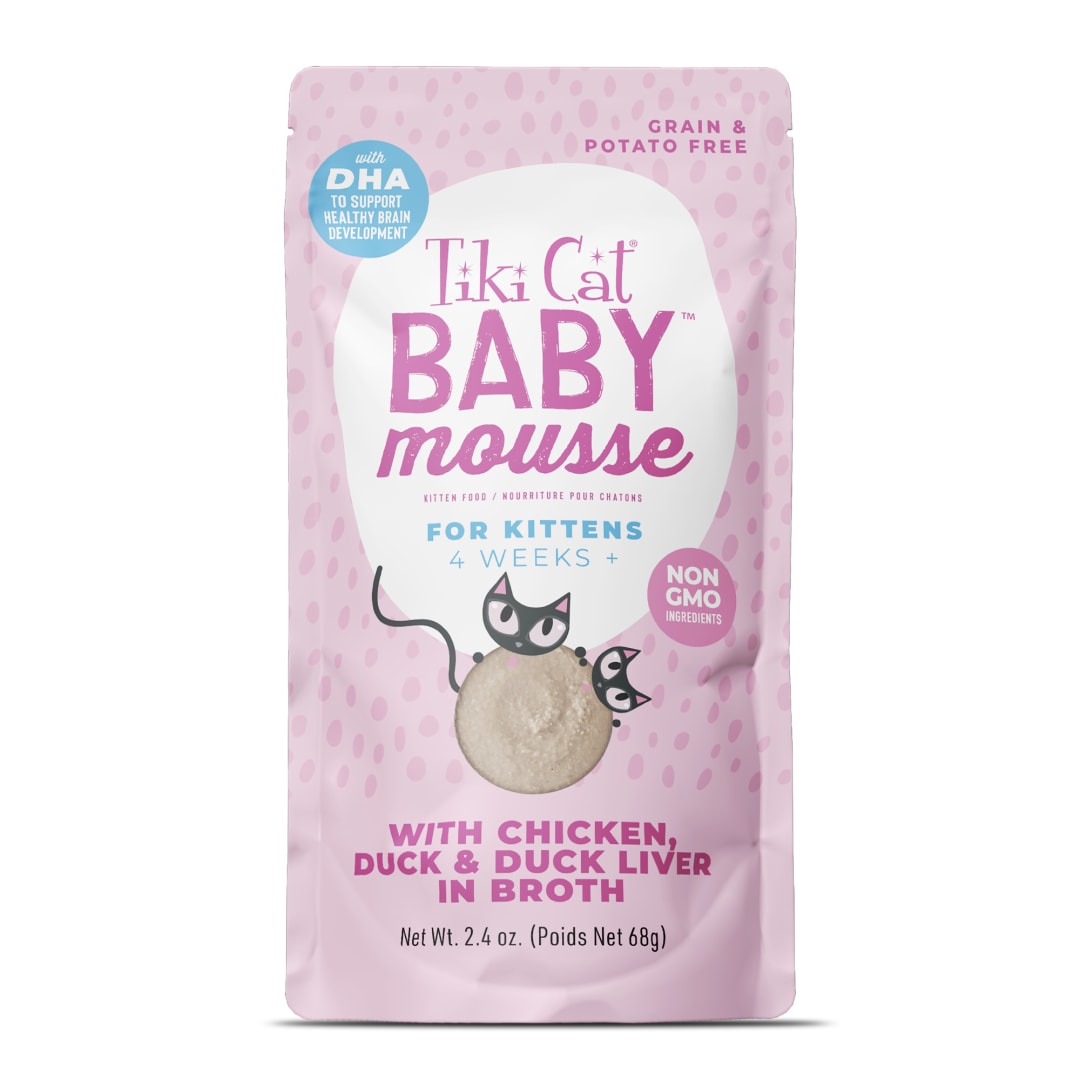 Tiki Cat Baby Mousse Wet Cat Food, Chicken, Duck & Duck Liver, 2.4 oz. Pouch