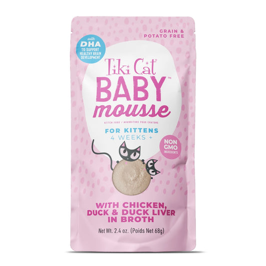 Tiki Cat Baby Mousse Wet Cat Food, Chicken, Duck & Duck Liver, 2.4 oz. Pouch