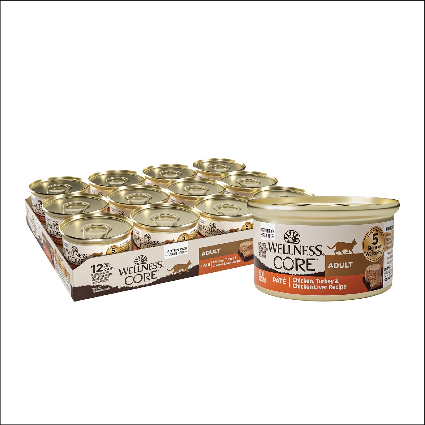 Wellness CORE Grain Free Canned Cat Food Chicken Turkey & Chicken LiverPate 3ozs