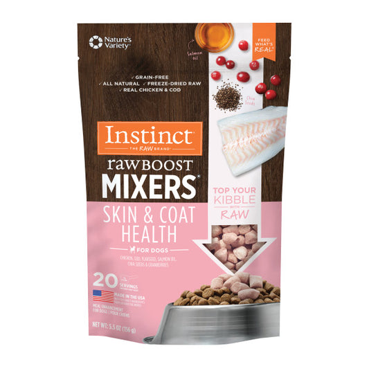 Instinct Freeze-Dried Raw Boost Mixers Grain-Free Skin & Coat Health Recipe Dog Food Topper 5.5oz Bag