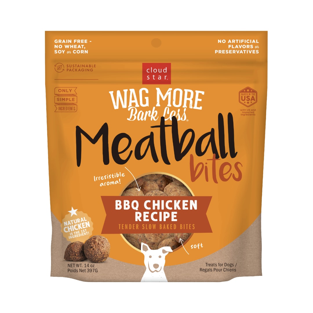 Cloud Star Wag More Bark Less Grain Free Meatball Bites - BBQ Chicken Recipe - 14 oz.