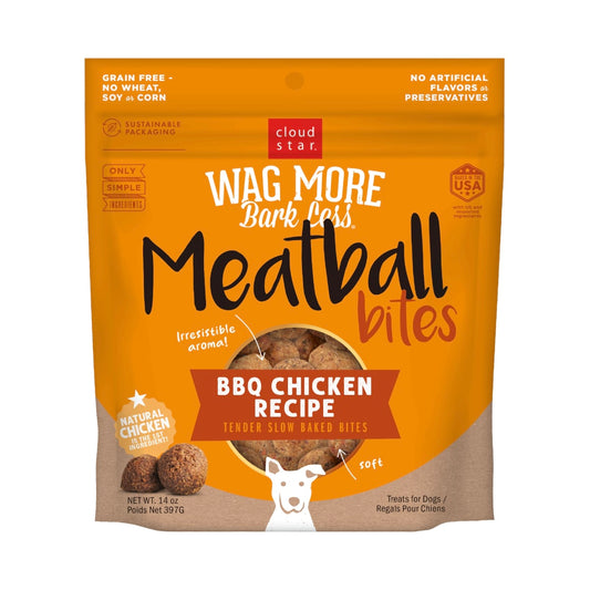 Cloud Star Wag More Bark Less Grain Free Meatball Bites - BBQ Chicken Recipe - 14 oz.