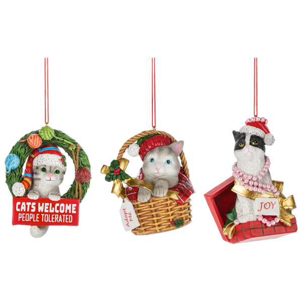 Ganz Holiday Christmas Kitten Ornaments  Assorted