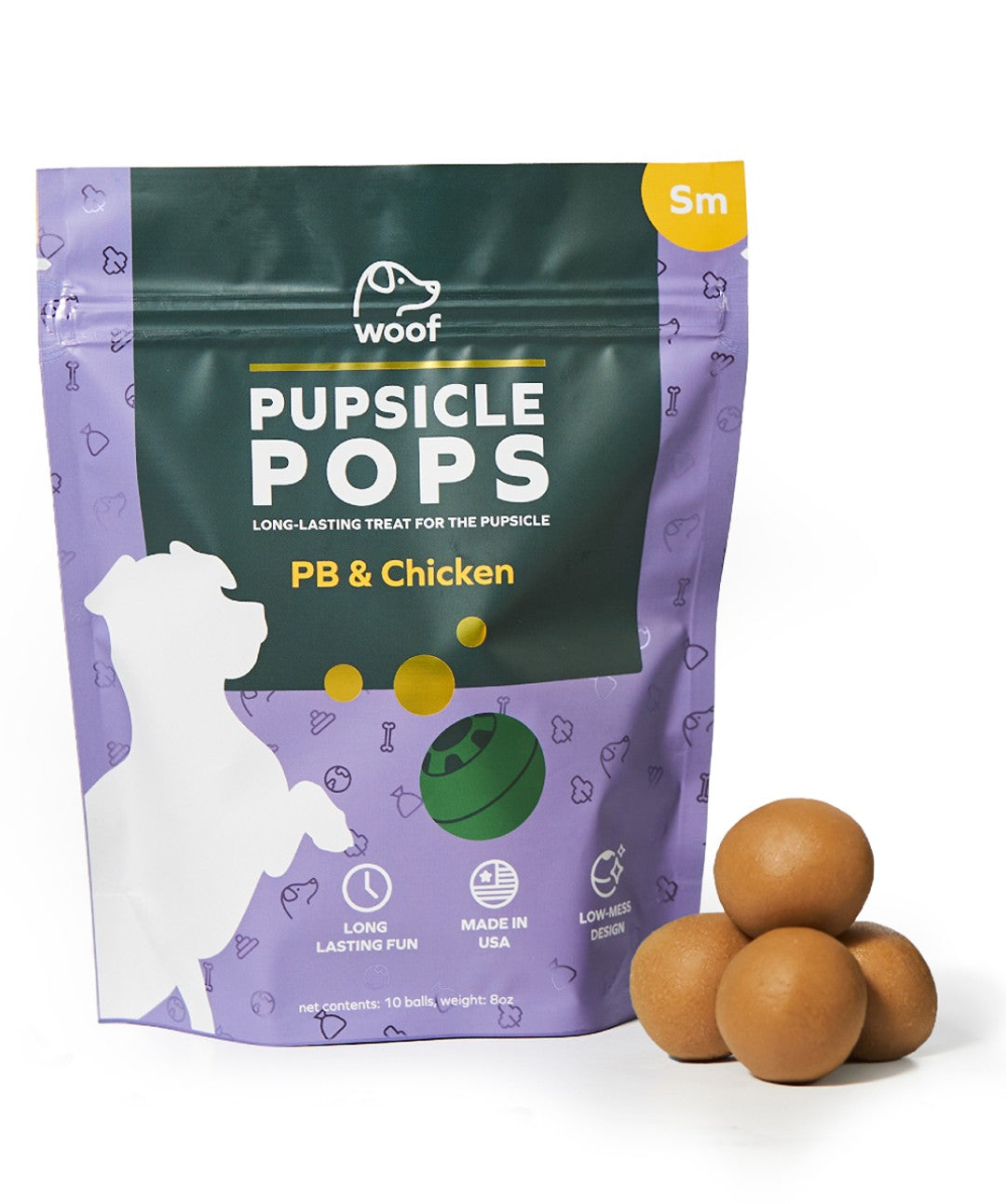 Woof Pupsicle Pops Freezable Dog Treats Chicken Peanut Butter Small 6oz