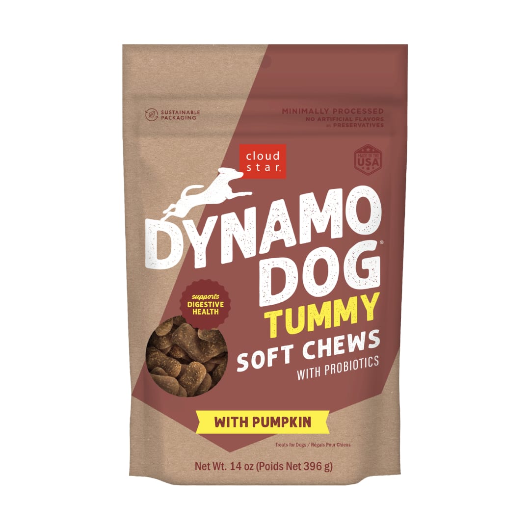 Cloud Star Dynamo Dog Tummy Soft Chews Grain Free Dog Treats, Pumpkin & Ginger, 14 oz. Pouch