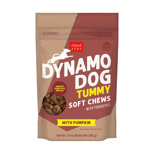 Cloud Star Dynamo Dog Tummy Soft Chews Grain Free Dog Treats, Pumpkin & Ginger, 14 oz. Pouch
