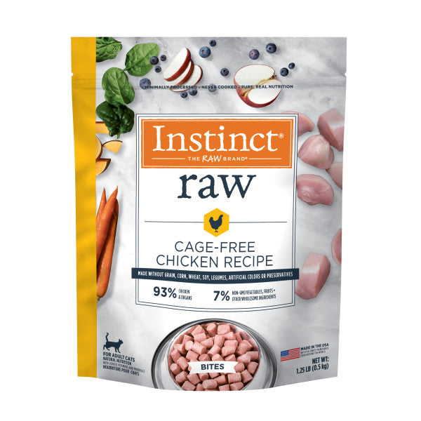 Instinct Frozen Raw Bites Grain-Free Cage-Free Chicken Recipe Cat Food 1.25lb Bag