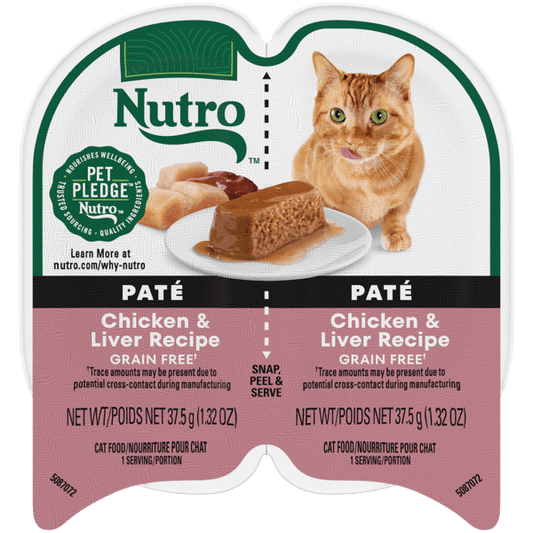 Nutro Wet Cat Food 2.6oz portion cup Chicken & Liver Recipe Paté