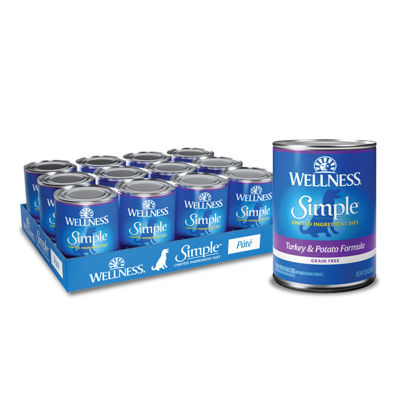 Wellness Simple Natural Wet Canned Limited Ingredient Dog Food Turkey & Potato 12.5oz Can