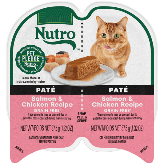 Nutro Wet Cat Food 2.6oz portion cup Salmon & Chicken Recipe Paté
