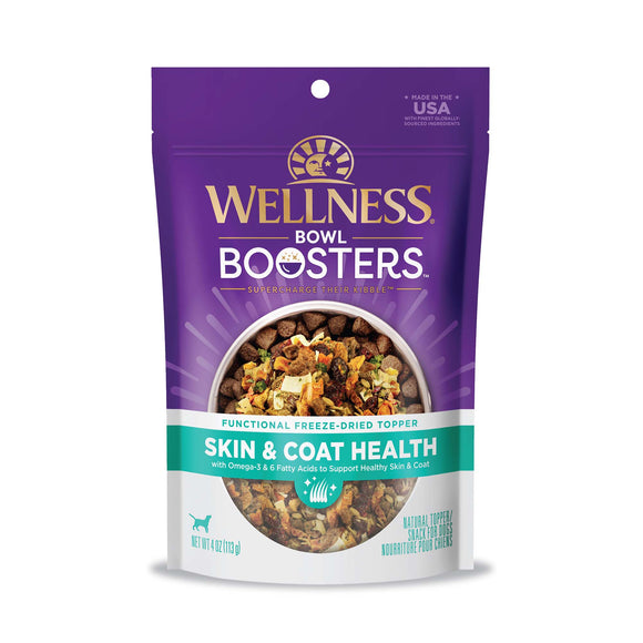 Wellness Bowl Boosters Functional Freeze-Dried Dog Food Topper Skin & Coat Health 4oz Bag